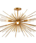 27 Inch Starburst Sputnik Ceiling Light Fixture In Brass Copper Gold Finish, flush mount chandelier for living room