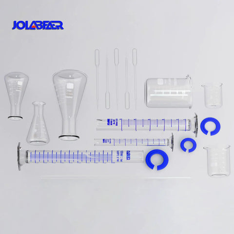 Comprehensive Lab Chemistry Glassware Set For Experiments With 10ml 50ml 100ml Graduated Cylinders and Beakers