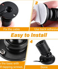 Easy installation guide for Dimmable LED Mini Spotlight Set For Jewelry Displays, surface mount with adhesive and screws, black shell.