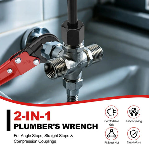 Grab And Go Four Piece Plumbing Wrench Kit For Quick Fixes Angle Stop Removal Tool One Half Inch Compression Sleeve Puller