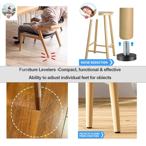Adjustable One Quarter Inch Threaded Furniture Feet Pack Of 12 Screw In Leveling Feet for noise reduction and floor protection