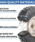 4.10/3.50-4 Inch Tire And Wheel Set Beefed-Up 10 Inch Pneumatic Wheel, zoomed section showing materials and structure details