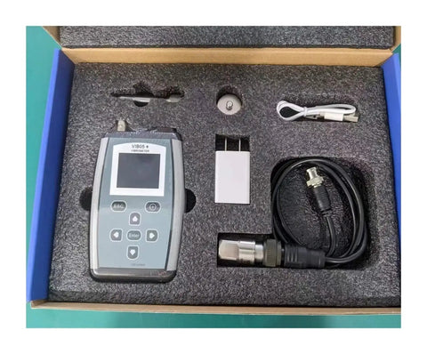 Portable Vibration Meter VIB05 On Site Diagnostic Tool With High Accuracy Plus Minus Five Percent, One Button Quick Read And Clear Digital Display in foam case