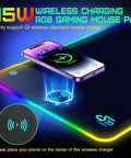 Wireless Charging RGB Gaming Mouse Pad 15W With 10 Light Modes, Extra Large 800x300x4MM Non Slip Rubber Base Desk Mat