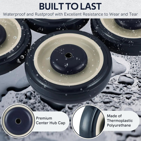 Slick 5 Inch Shopping Cart Caster Wheels 4 Pack Featuring Heavy Duty Polyurethane Tread And Precision Seal Bearings That Roll Like Butter Zero Hassle With Included Mounting Screws For Smooth Everyday Hauling In Blue