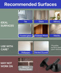 Recommended surfaces for Heavy Duty Peel And Stick Wall Hooks Engineered For Clutter Free Homes including tile, glass, and marble.