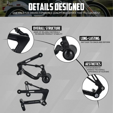 Mid Control Footpeg Kit For Harley Touring 2009-2025 Upgrade Ergonomic Forward Controls With Optimized Angles And Extended Lengths To Cut Riding Fatigue Fits Road King Street Glide Road Glide Ultra Limited Touring Models, black metal brackets