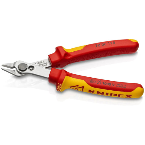Insulated 5 Inch Diagonal Cutting Pliers With 1000V VDE Rating shown with red and yellow insulated handles