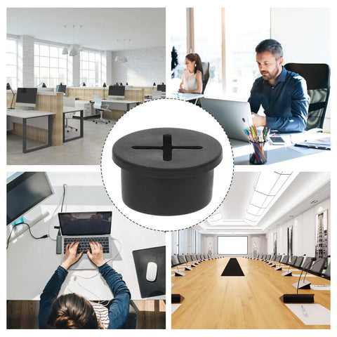 12 Pack Rubber Grommet Kit For Wiring, 20mm Round Black Desk Cable Management Grommets, Durable Rubber And Plastic Cable Hole Covers To Hide Wires, Protect Desks, And Clean Up Your Workspace on office desk