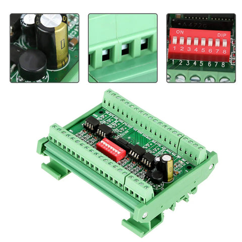 8 Channel Level Converter Module For 5V To 24V Mutual NPN PNP Square Wave 10MHz PLC Ready, close-up circuit details and DIP switches