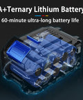 Heavy Duty Electric Wire Puller With Infinitely Variable Speed For Complex Piping And Threading Through Walls battery image showing A+ Ternary Lithium design.