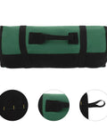Large Capacity Chef Knife Roll Bag With Multiple Pockets And Internal Compartments Rugged Fabric, folded design, dark green color