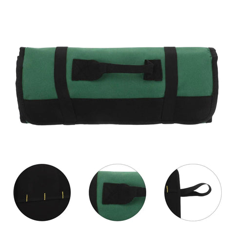 Large Capacity Chef Knife Roll Bag With Multiple Pockets And Internal Compartments Rugged Fabric, folded design, dark green color