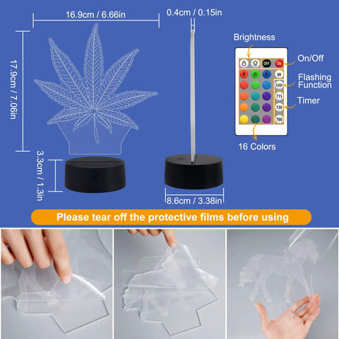 3D Illusion Night Light With Remote, 16 Color Changing LED Lamp For Table Desk And Bedroom Decor, Optical Acrylic Visual Lamp With Touch Sensor, Modern Home Office Mood Lighting