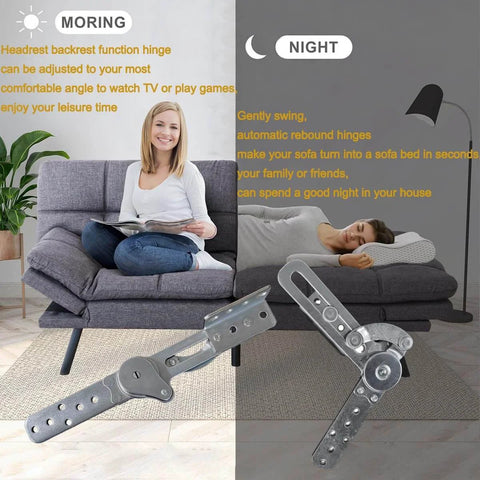Concealed Hinge Recliner Gear Adjustment Hardware For Folding Sofa Beds And Lounge Chairs with Multi Angle Headrest Backrest.