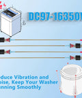 Upgraded 6.5mm Thick Washer Suspension Rods for Samsung 27.6 Inch Front Load Washers Replacement DC97-16350V Fits DC97-16350Y DC97-18610C Built Tough Wear Resistant Corrosion Proof for a Smooth Spin; 4-pack rods shown