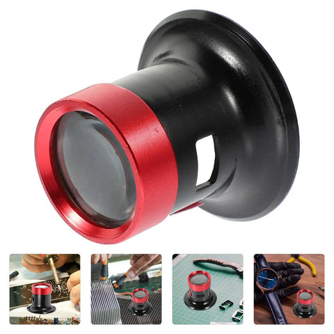 Pro Grade Metal Loupe Magnifier For Watch Repair And Jewelry Making Lightweight Handheld Jewelers Loop with red and black design.