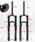 24 Inch Mountain Bike Front Fork With Air Suspension, 120mm Travel, 9x100mm Quick Release, Disc Brakes, Ultralight XC AM Fork