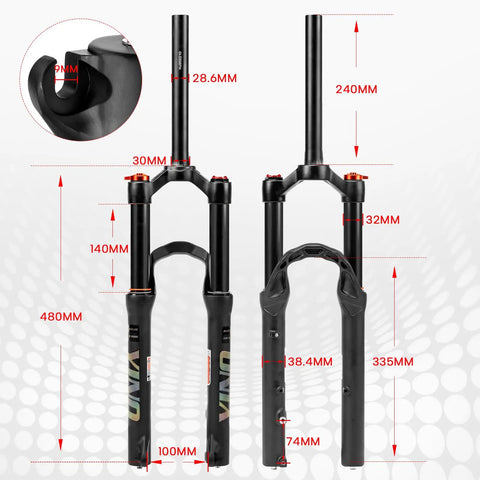 24 Inch Mountain Bike Front Fork With Air Suspension, 120mm Travel, 9x100mm Quick Release, Disc Brakes, Ultralight XC AM Fork