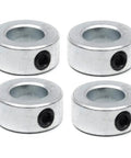 4 Pack One Half Inch Bore Solid Steel Shaft Collars With Zinc Plated Finish Built Tough For Machinery And Industrial Use, Includes Socket Cup Point Set Screws