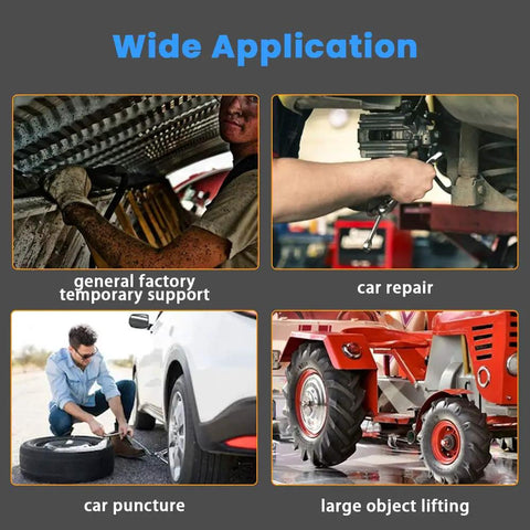 Collage of applications for 20 Ton Air Hydraulic Bottle Jack For Auto And Truck Repair With Manual Hand Pump Beefy Heavy Duty Pneumatic Lift