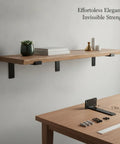 Invisible Shelf Brackets For Floating Shelves In Black Steel Hidden Support System No Visible Hardware 1.5-inch size on display
