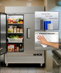 Heavy Duty 49 Cu Ft Commercial Reach In Fridge With WiFi App Controls And Slick Touch Displays built tough with stainless steel, inside view.