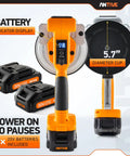 Cordless Tile Vibration Tool Kit With Dual 20V Batteries For Pro Grade, Precise Tile Leveling And Installation, Eliminates Hollow Spots And Air Pockets, Great For Large Floor Tile Projects, showing battery and 5.7-inch cup details