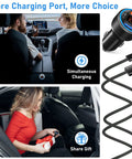 65 Watt Four Port Type C Car Charger Kit With Four Reinforced Usb C Cables, users enjoying simultaneous charging in car.