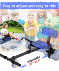 Self Balancing Scooter With Seat Attachment 6.5 Inch Wheels Go Kart Style With Colorful LED Lights And Bluetooth For Kids Teens And Adults All Ages Star Blue With Kart. Adjustable frame, shown with children in background.