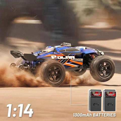 All Terrain 1 To 14 Scale RC Truck With 4WD For Off Road Fun, Fast Remote Control Car Up To 40 KMH, waterproof, dual batteries