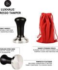 58mm Espresso Tamper With Flat Stainless Steel Base Barista Grade Coffee Tamper for Your Home Espresso Setup, includes red pouch