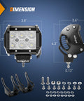 Dimensions of Two Pack 18W LED Light Bars Beefy Flood Off Road Lights 12V With 5 Pin Rocker Switch Wiring Harness Kit
