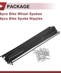 28 Pack 12G Bicycle Spokes 200Mm Carbon Steel Black Wheel Spokes With Nipples Durable Bike Rim Hardware For Stronger Wheels