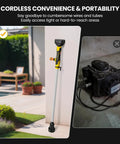 Rock Solid Cordless Stick Water Transfer Pump Plug Right Into Your Makita 21V Battery For Slick Garden Watering, featuring a sleek design and cordless operation.