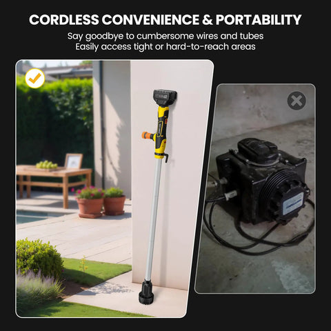 Rock Solid Cordless Stick Water Transfer Pump Plug Right Into Your Makita 21V Battery For Slick Garden Watering, featuring a sleek design and cordless operation.