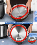 Mini 3 Qt Instant Pot Sealing Ring Set With Float Valve Caps 2 Pack Compatible With Duo Plus 3 Quart, red silicone ring installed
