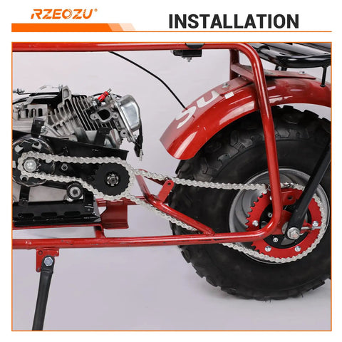 Mini Bike 420 Chain Kit Silver Drive Chain With 42 Link Front Chain And 90 Link Rear Chain for Coleman CT200U installation view