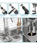 Heavy Duty TCT Hole Saw Kit 7 Piece Set With Tungsten Carbide Tips for stainless steel sink installation.