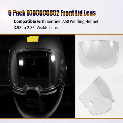 Five Pack A50 Clear Lens Front Cover For Welding Helmet Replacement Viewing Lenses 3.93 By 2.36 Inches A50