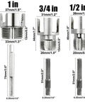Drill Powered PVC Pipe Threader Dual Function Internal And External Threads sizes 1 in, 3/4 in, 1/2 in metal threading tools.