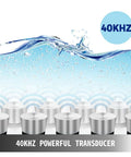 Heavy Duty Stainless Steel Ultrasonic Cleaner With Heat And Digital Timer For Glasses Jewelry Tools And Parts showcases 40kHz transducers in water.