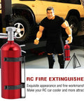 Killer Metal Mini Fire Extinguisher for RC Crawler Rig Adds Sick Scale Detail to Your Build Compatible with Scx10 Cc01 D90 Models Tough Compact Design Easy Install on display next to an RC figure.