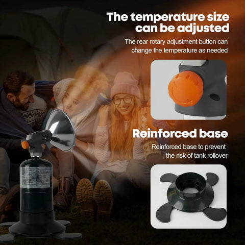 Dual Fuel Portable Heater For Camping With 1Lb Propane Or Iso Butane Canisters One Click Ignition And Self Ignition Safety Tip Over Protection Base