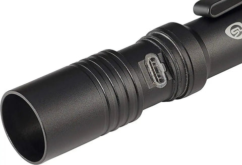 Close-up of USB port on MacroStream USB Rechargeable EDC Flashlight With 500 Lumens And 2000 Candela Compact Pocketable LED Light