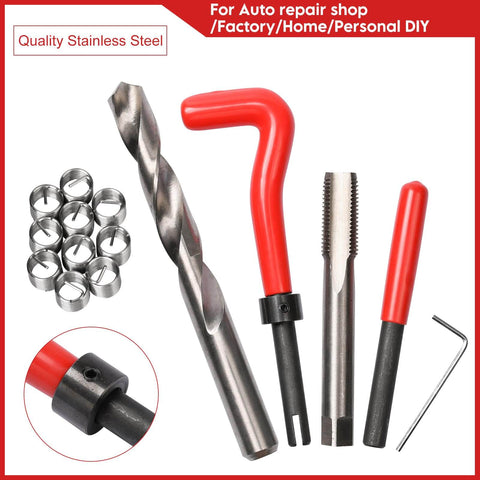 15 Pcs Thread Inserts M14x1.5 Female Thread Repair Kit With Spark Plug Helicoil Set For Auto Repair DIY Friendly Drill Tap Tool Kit With Wrench And Organizer Box For Easy Mechanical Fix