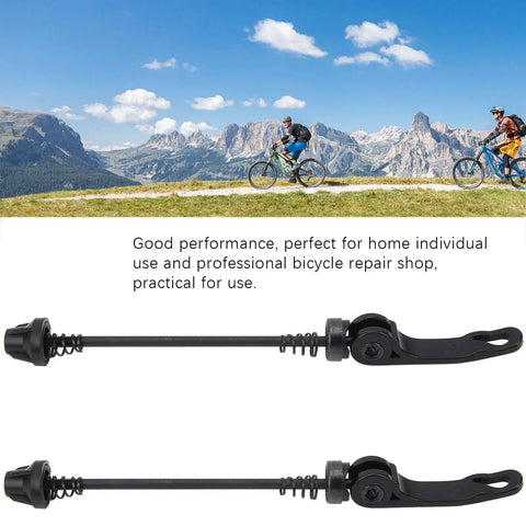 Bike Quick Release Skewer Set 1 Pair Front 120mm MTB Road Wheel Axle Aluminum Alloy with springs against mountain landscape