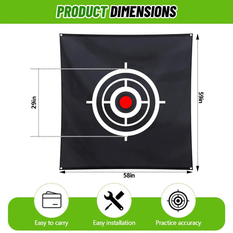 5x5 Ft Golf Target Cloth For Net Replacement With 4 Straps Indoor Outdoor Hitting Target For Practice And Training Aids High Visibility Center Circle
