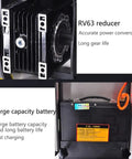RV63 reducer and large capacity battery for Huge 1200 Watt Electric Stair Climbing Hand Truck With 500 Kg Heavy Load Capacity And 48 Volt Battery Powered Sack Caddy That Glides Up Or Down Steps Like A Boss For Smooth Moving Without The Sweat.