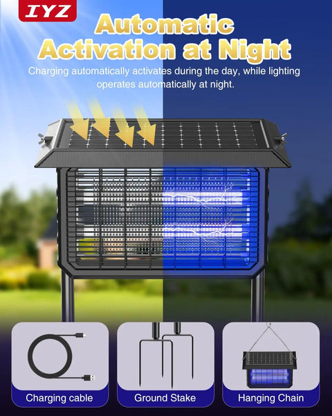 Outdoor Bug Zapper 3 In 1 Cordless Fly Trap With Solar And USB Power 6000mAh Battery Waterproof Mosquito Killer Lamp